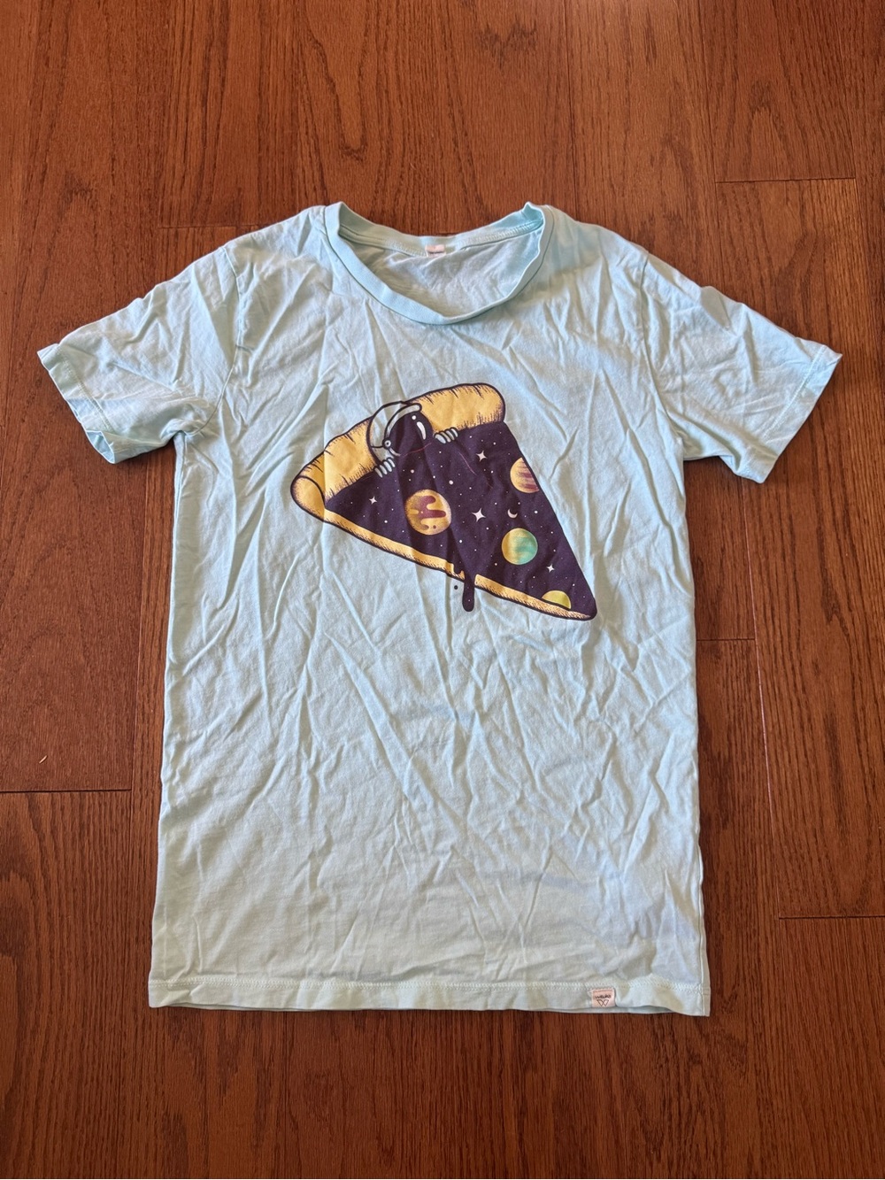 Wituka Light Blue Astronaut Pizza Graphic T-Shirt Size XS